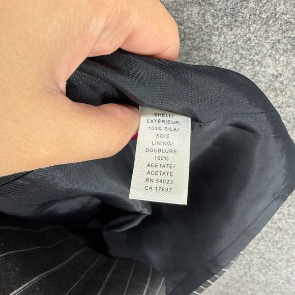 Banana Republic Skirt Women 12 Black Striped A-Line Midi Silk Lined Zipper - Picture 6 of 7